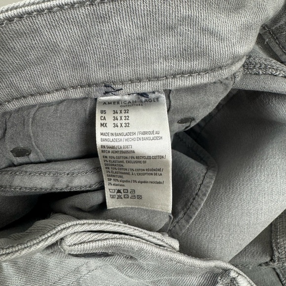American Eagle Gray Slim Distressed Denim Jean 29x34 Grunge Goth Punk Streetwear - Picture 6 of 13
